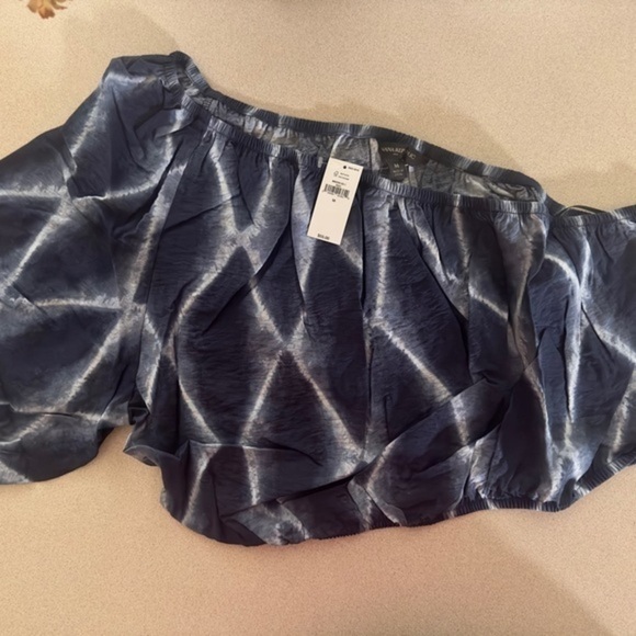 Banana Republic M or L ONE-SHOULDER CROPPED TOP ‘Lightning’ Blue Size M - Picture 5 of 6